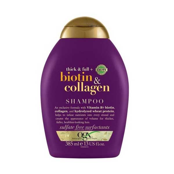 OGX-biotion-and-collagen-shampoo-385-ml شامپو مو او جی ایکس مدل بیوتن و کلاژن حجم 385 میلی لیتر