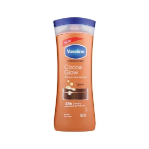 لوسیون بدن وازلین Cocoa Glow حجم 400 میلی‌لیتر | آبرسان و نرم‌کننده پوست خشک و حساس